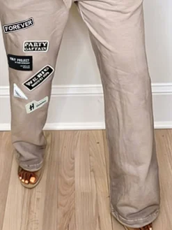 Casual Letter Pattern Straight Pants