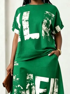 Casual Letter Print Tailored Short Sleeve Tee