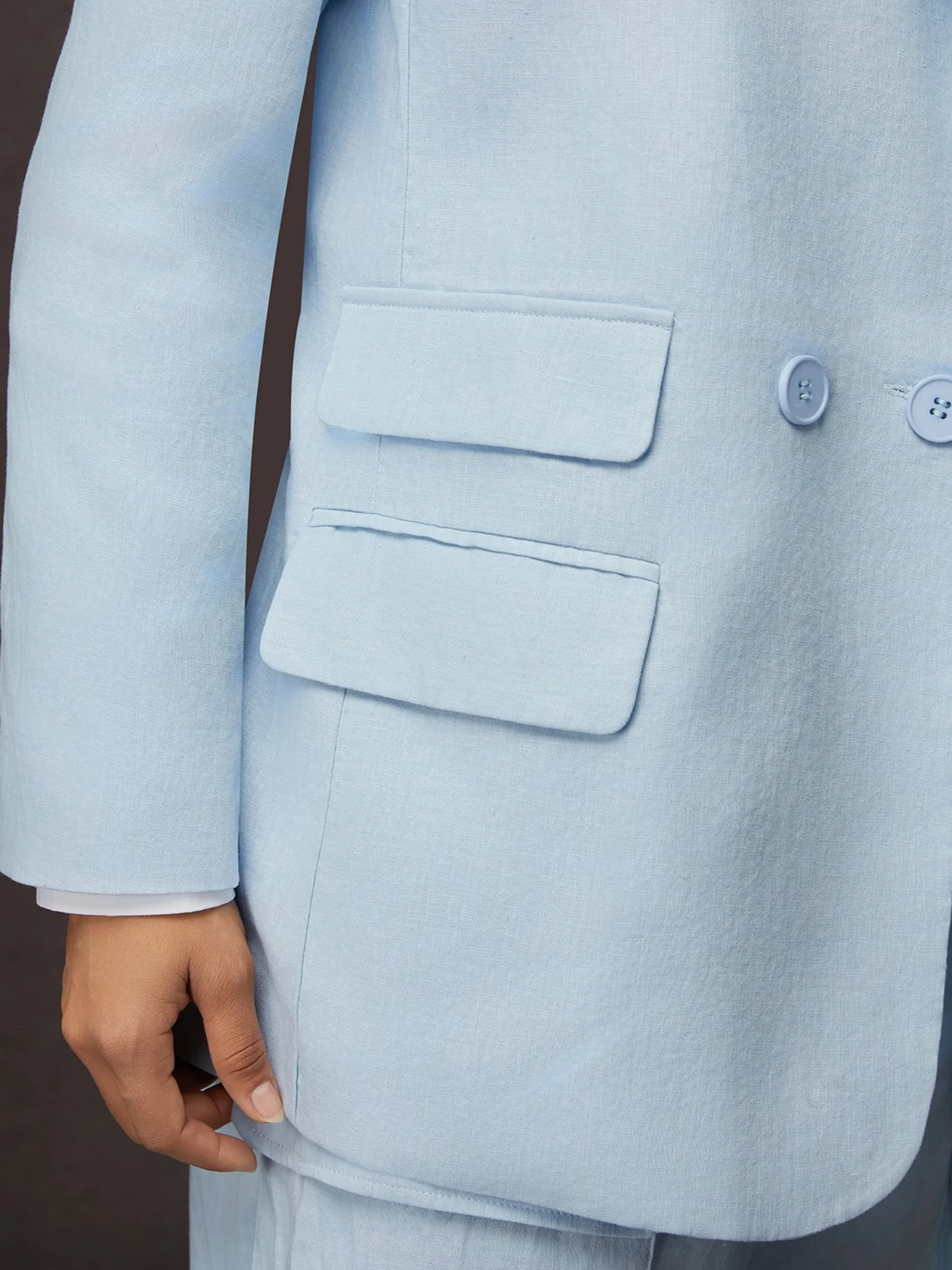 Casual Linen Plain Lapel Collar Blazer