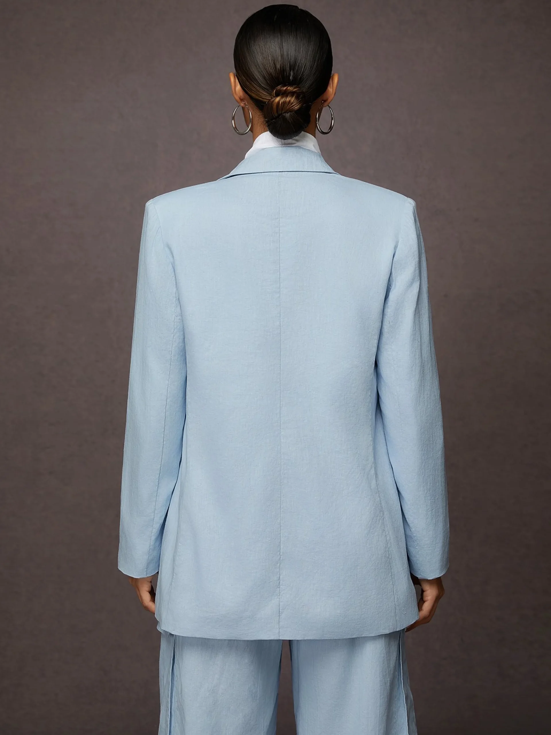 Casual Linen Plain Lapel Collar Blazer