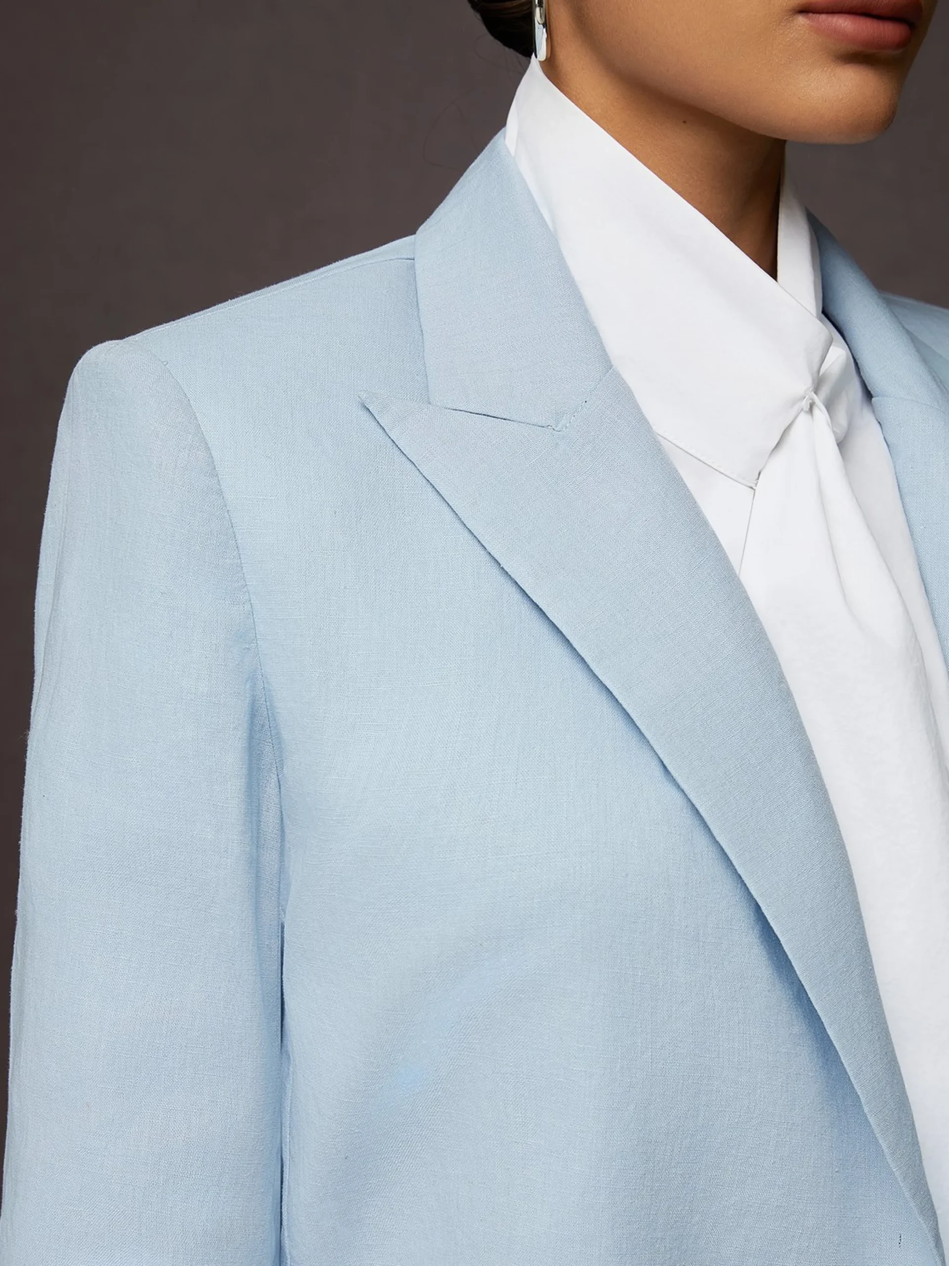 Casual Linen Plain Lapel Collar Blazer