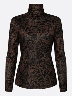 Casual Paisley Printing Turtleneck T-shirt