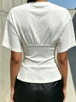 Casual Plain Button Detail T-shirt