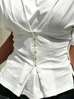 Casual Plain Button Detail T-shirt
