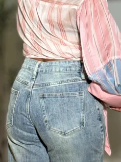 Casual Plain Distressing Jeans