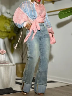 Casual Plain Distressing Jeans