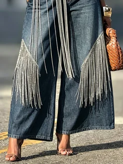 Casual Plain Loose Denim Jeans