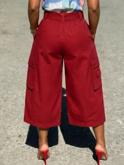 Casual Plain Pocket Stitching Cargo Pants Pant With No Belt