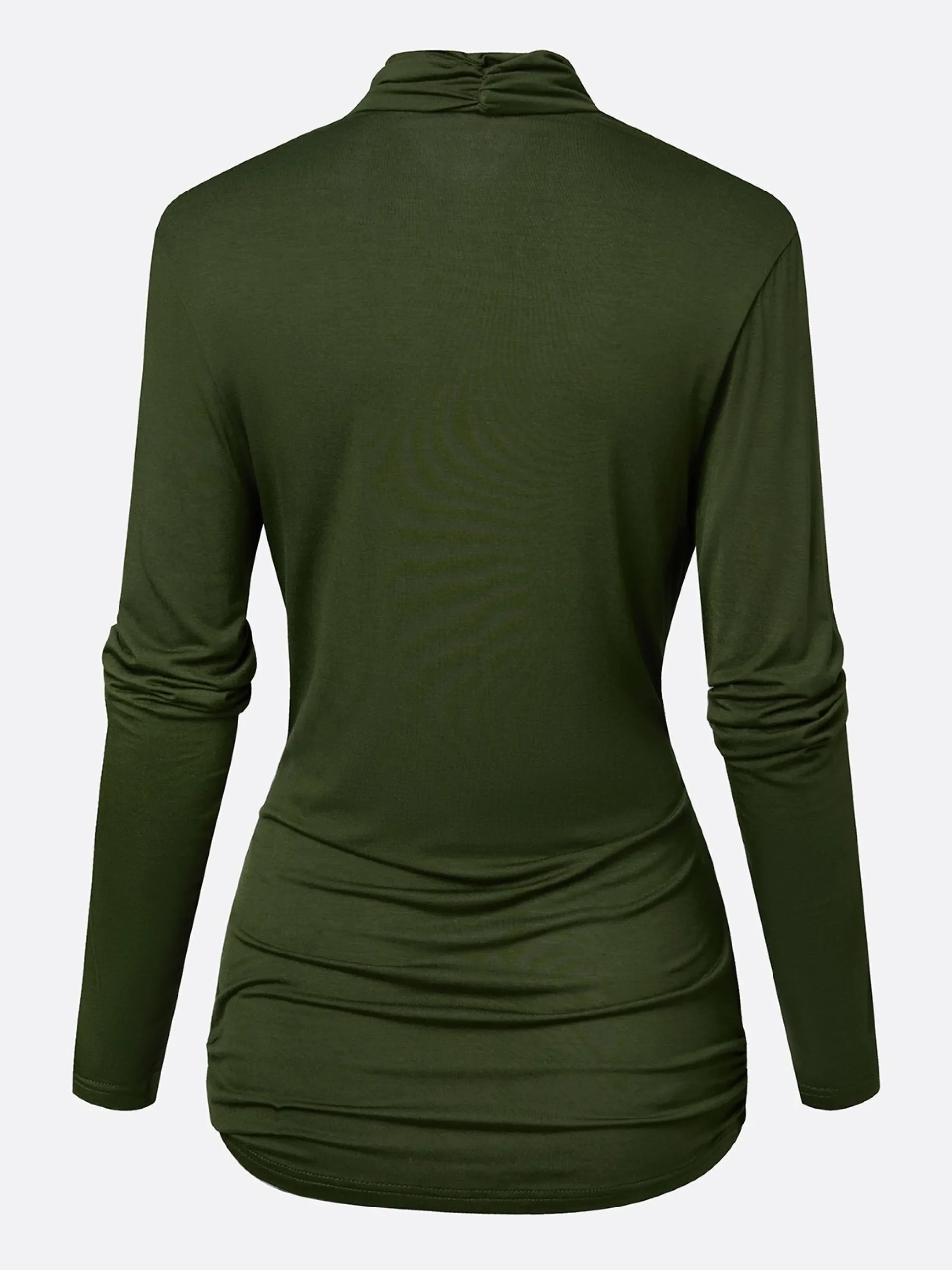 Casual Plain Ruched Cowl Neck T-shirt