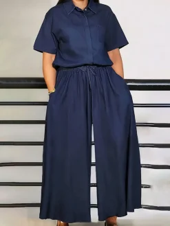 Casual Plain Shirt Collar Soft Tencel Denim Shirt