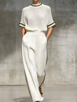 Casual Plain Split Joint Knit Top