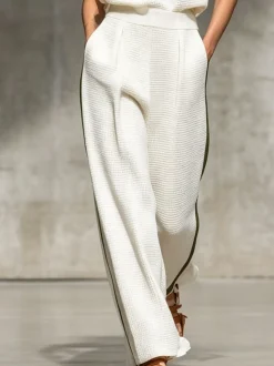 Casual Plain Split Joint Straight Pants