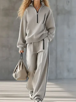 Casual Plain Straight Pants