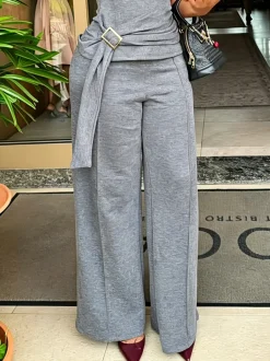 Casual Plain Straight Pants