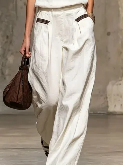 Casual Plain Straight Pants Pant