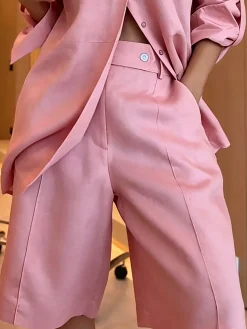 Casual Plain Straight Pants Shorts