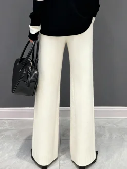 Casual Plain Straight Sweater Pants