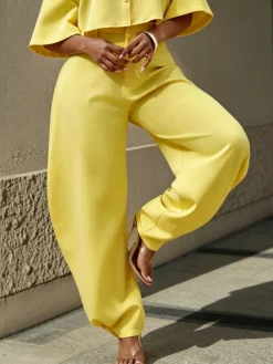 Casual Plain Turnip Pants