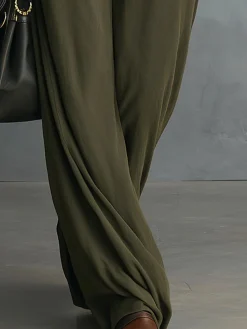 Casual Plain Wide Leg Pants