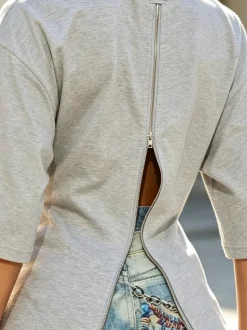 Casual Plain Zipper T-shirt