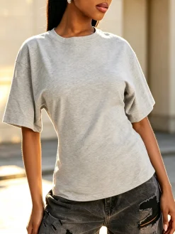 Casual Plain Zipper T-shirt