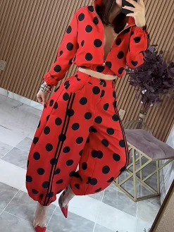 Casual Polka Dots Ankle Banded Pants
