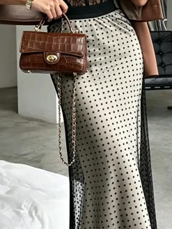 Casual Polka Dots Maxi Skirt