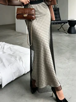 Casual Polka Dots Maxi Skirt