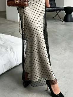 Casual Polka Dots Maxi Skirt