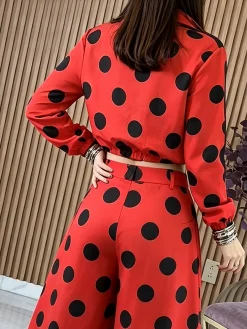 Casual Polka Dots Stand Collar Jacket