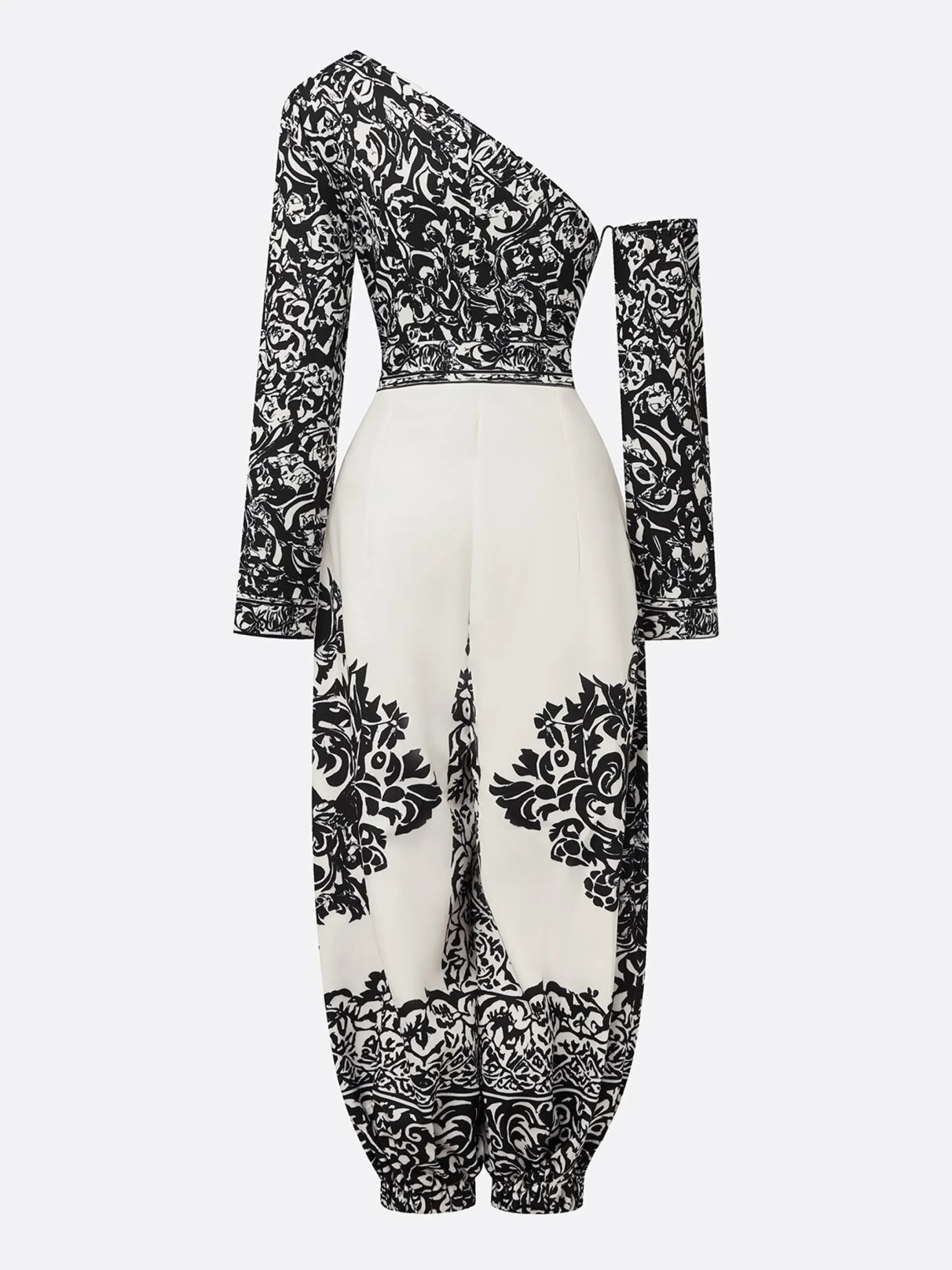 Casual Printed Asymmetrical Off-Shoulder Jumpsuit