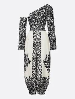 Casual Printed Asymmetrical Off-Shoulder Jumpsuit