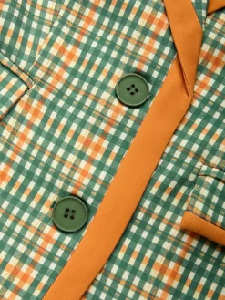 Casual Printing Plaid Lapel Collar Blazer