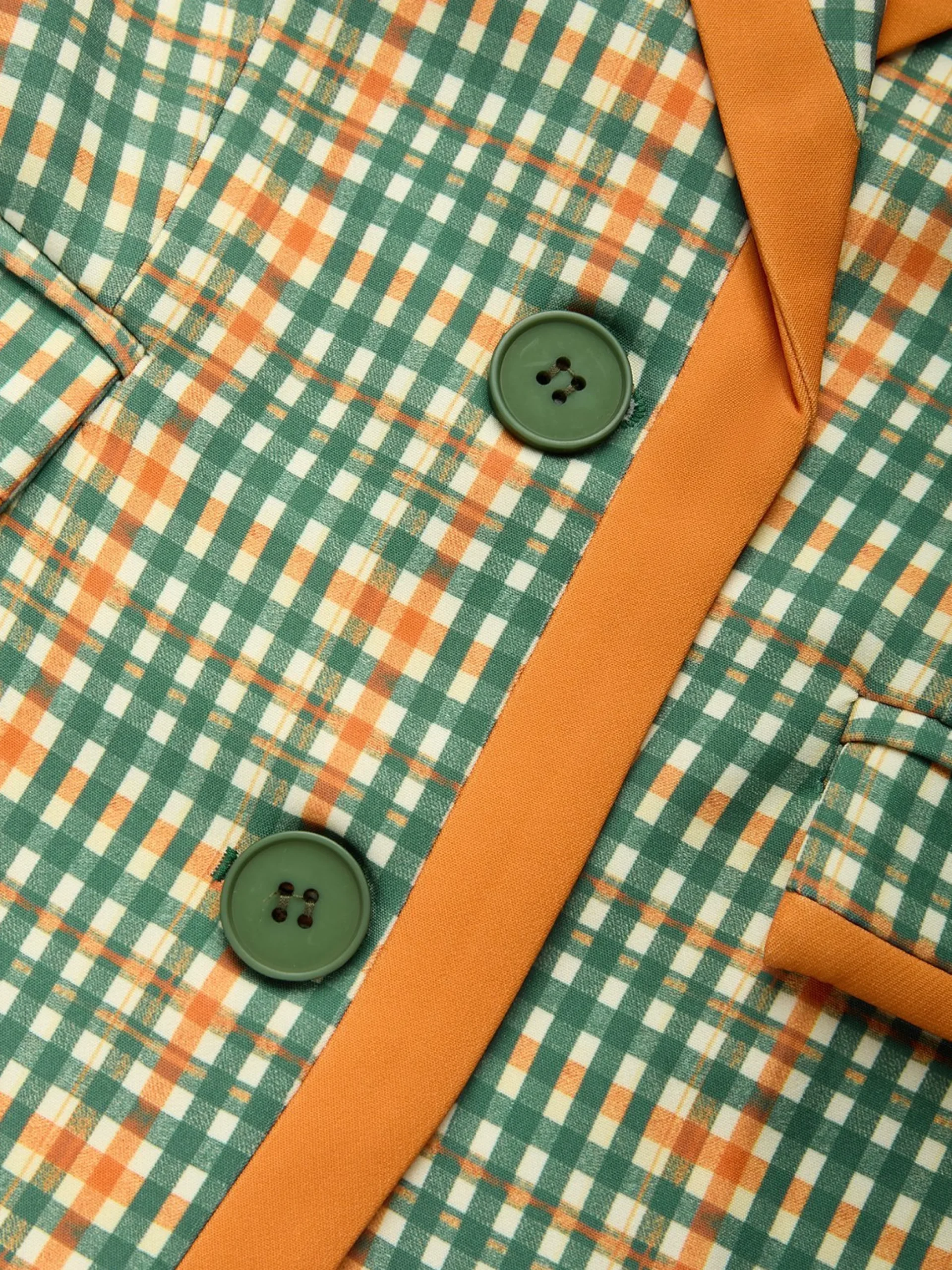 Casual Printing Plaid Lapel Collar Blazer