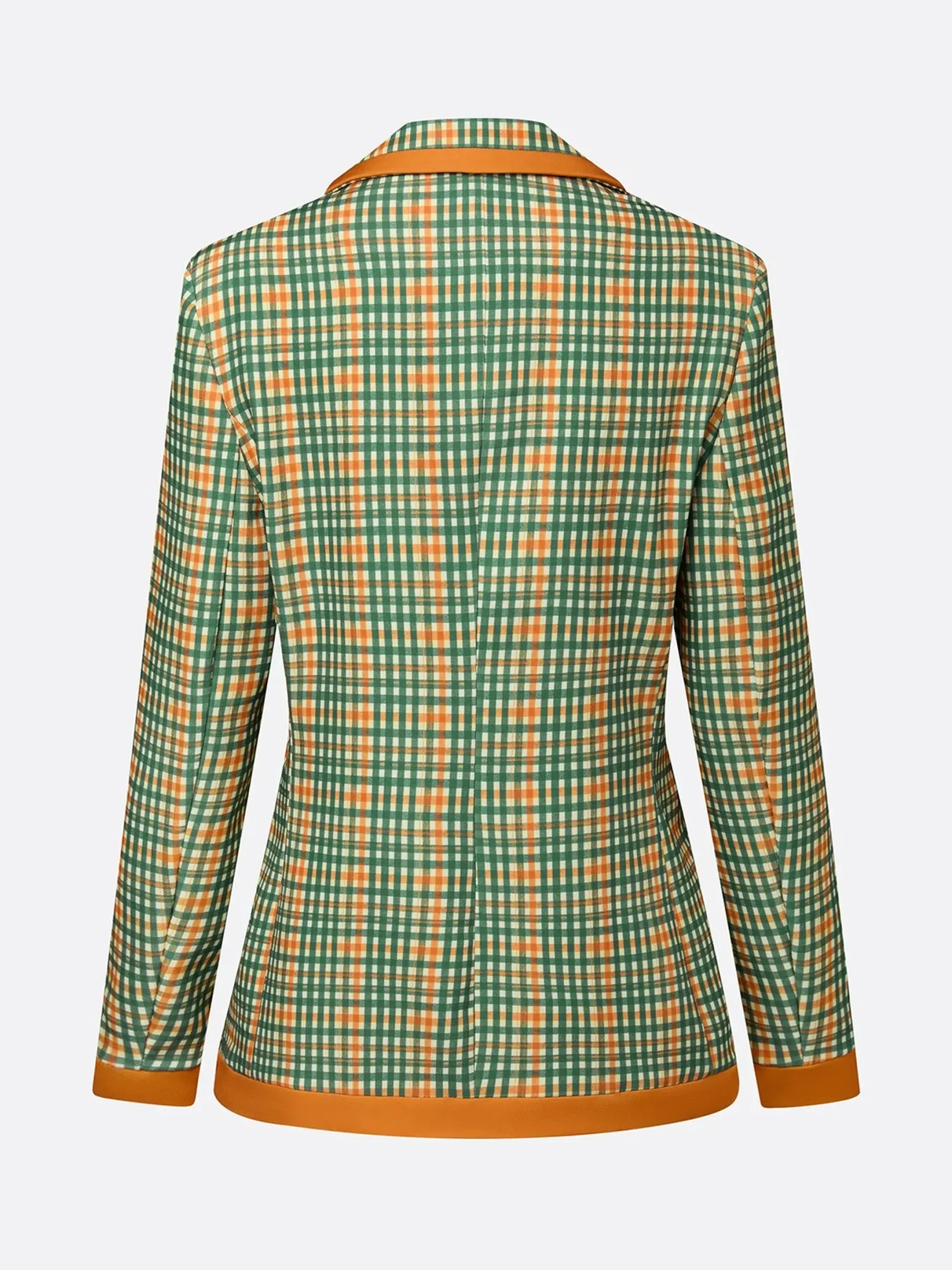 Casual Printing Plaid Lapel Collar Blazer