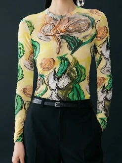 Casual Random Print Crew Neck T-shirt