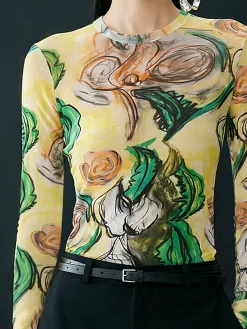 Casual Random Print Crew Neck T-shirt
