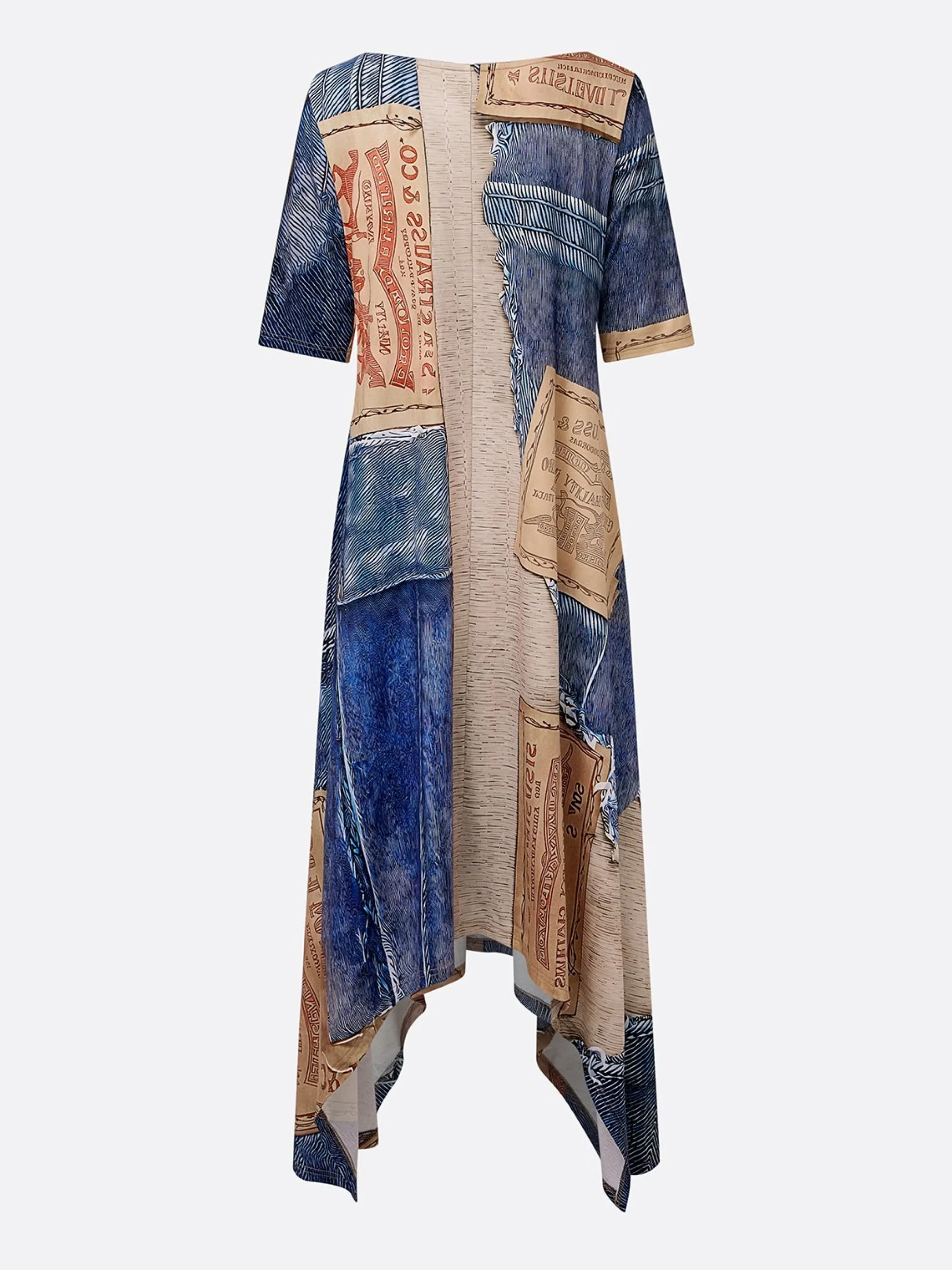 Casual Random Print Off Asymmetrical printing Maxi Dress