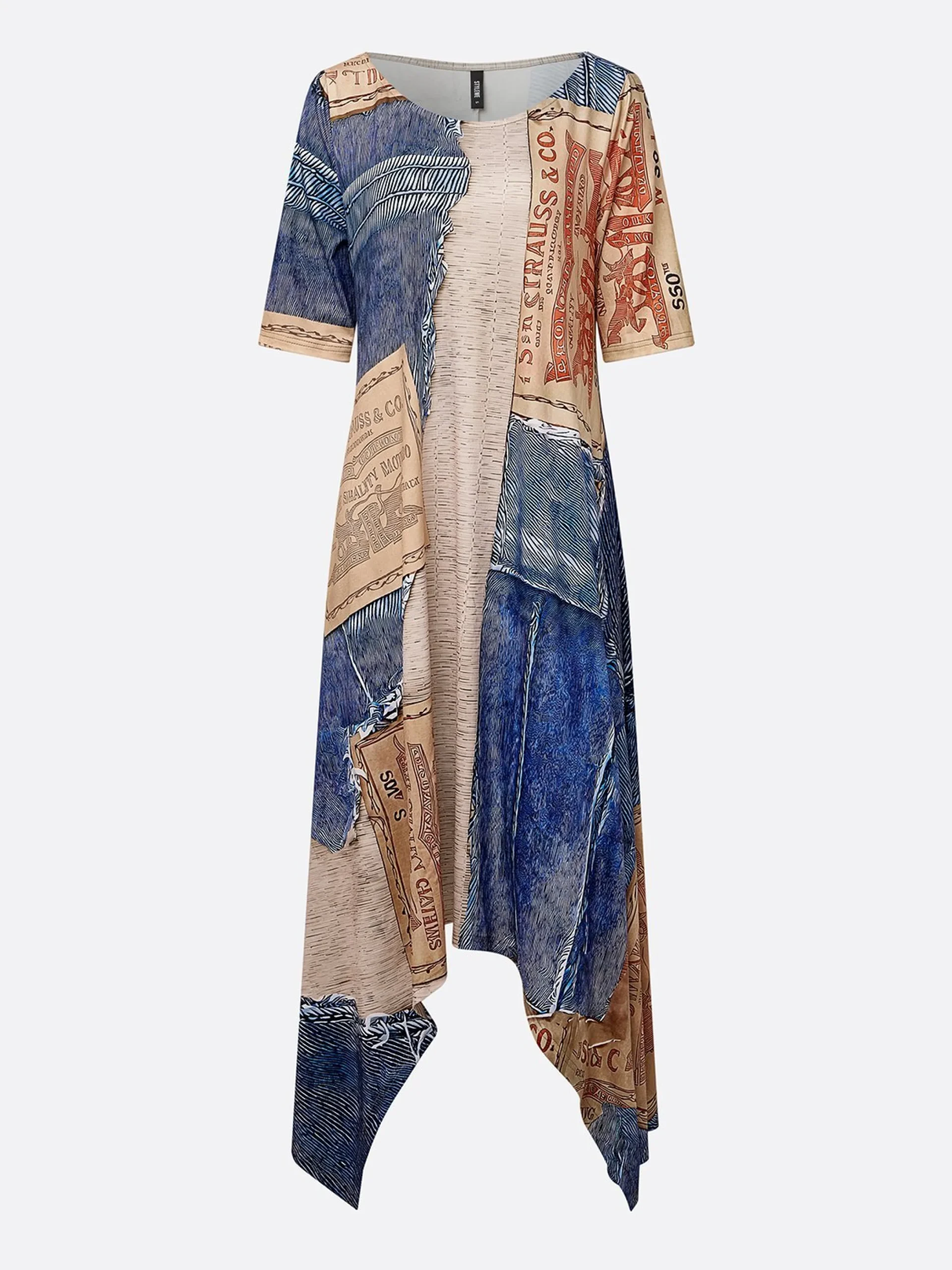 Casual Random Print Off Asymmetrical printing Maxi Dress
