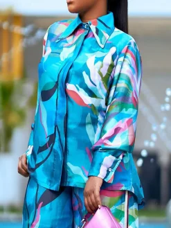 Casual Random Print Printing Shirt Collar Shirt