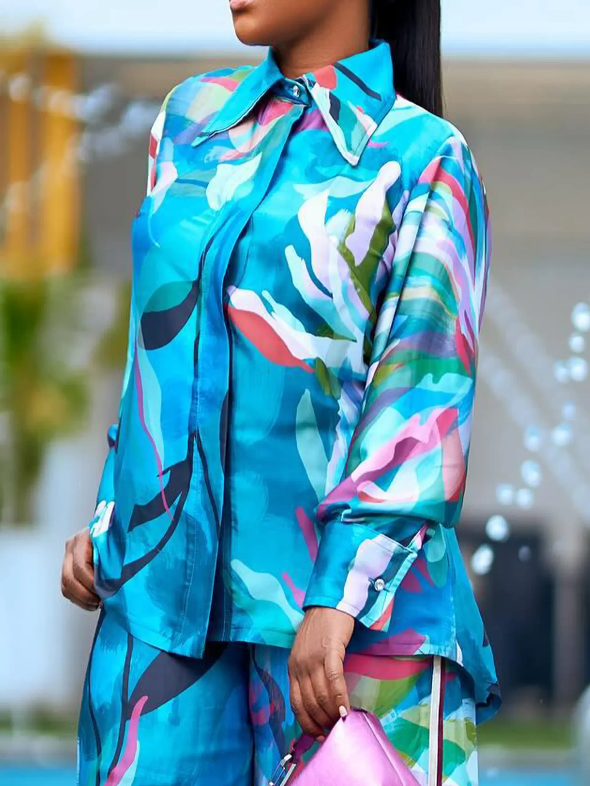 Casual Random Print Printing Shirt Collar Shirt
