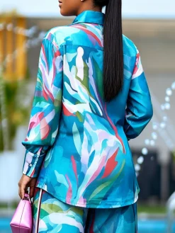 Casual Random Print Printing Shirt Collar Shirt
