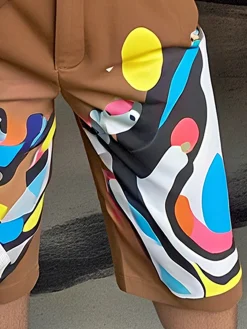 Casual Random Print Printing Straight Pants