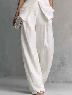 Casual Solid High Waisted H-Line Trousers