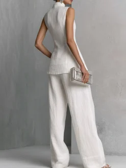 Casual Solid High Waisted H-Line Trousers