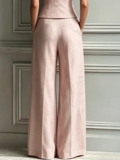 Casual Solid H-Line Straight Leg Pants