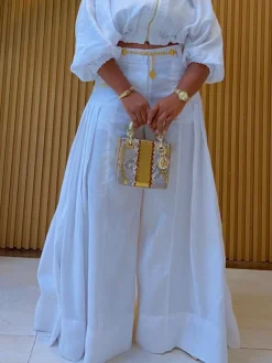 Casual Solid Loose Fit Cotton And Linen Wide Leg Pants for Daily Wear