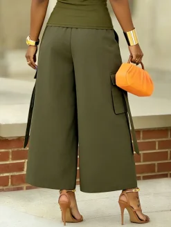 Casual Solid Relaxed Cargo Pants