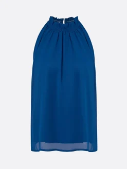 Casual Solid Sleeveless A-Line Halter Top