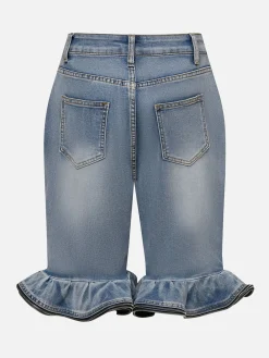 Casual Solid Tailored Denim Shorts